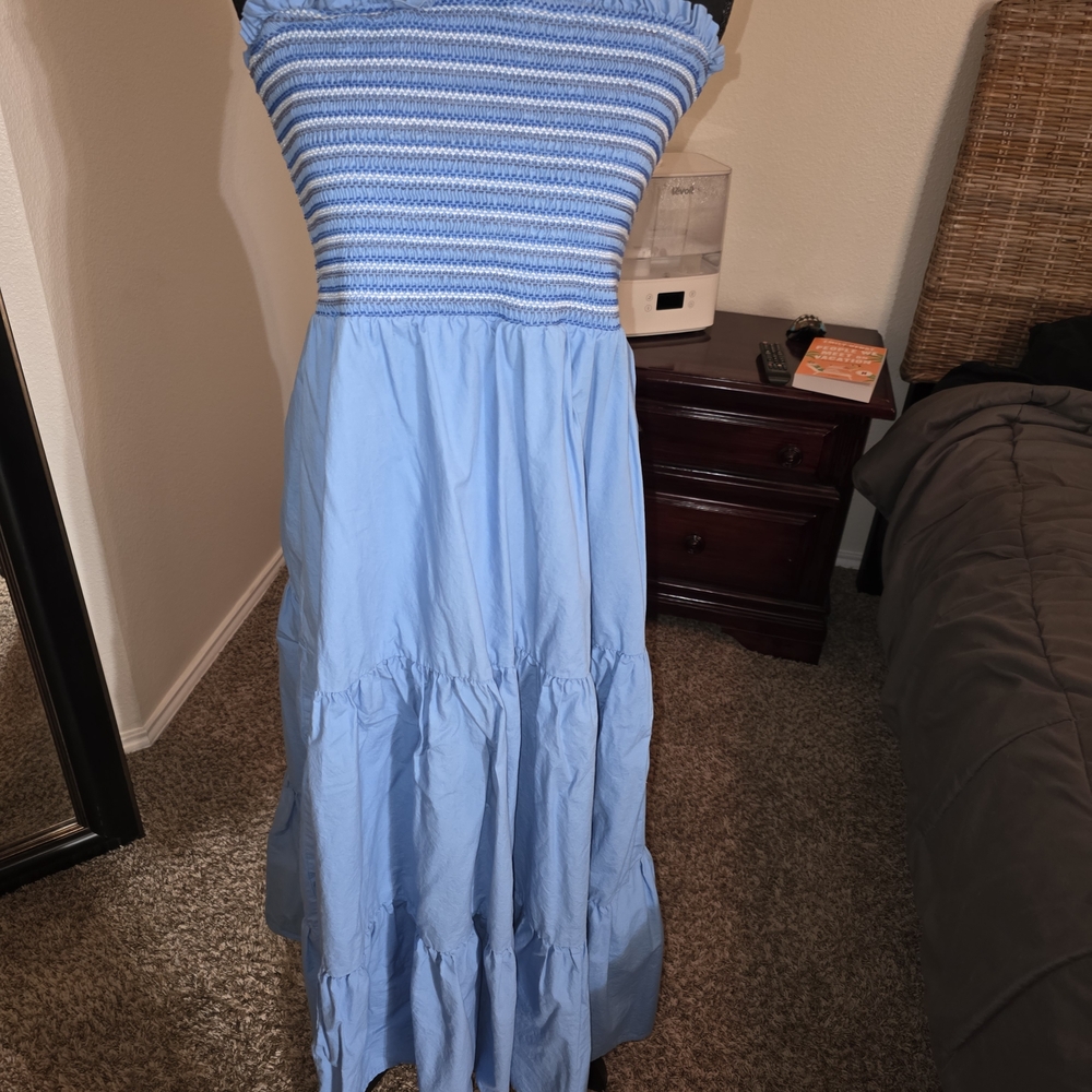 American Eagle Outfitters Light Blue Strapless Dress